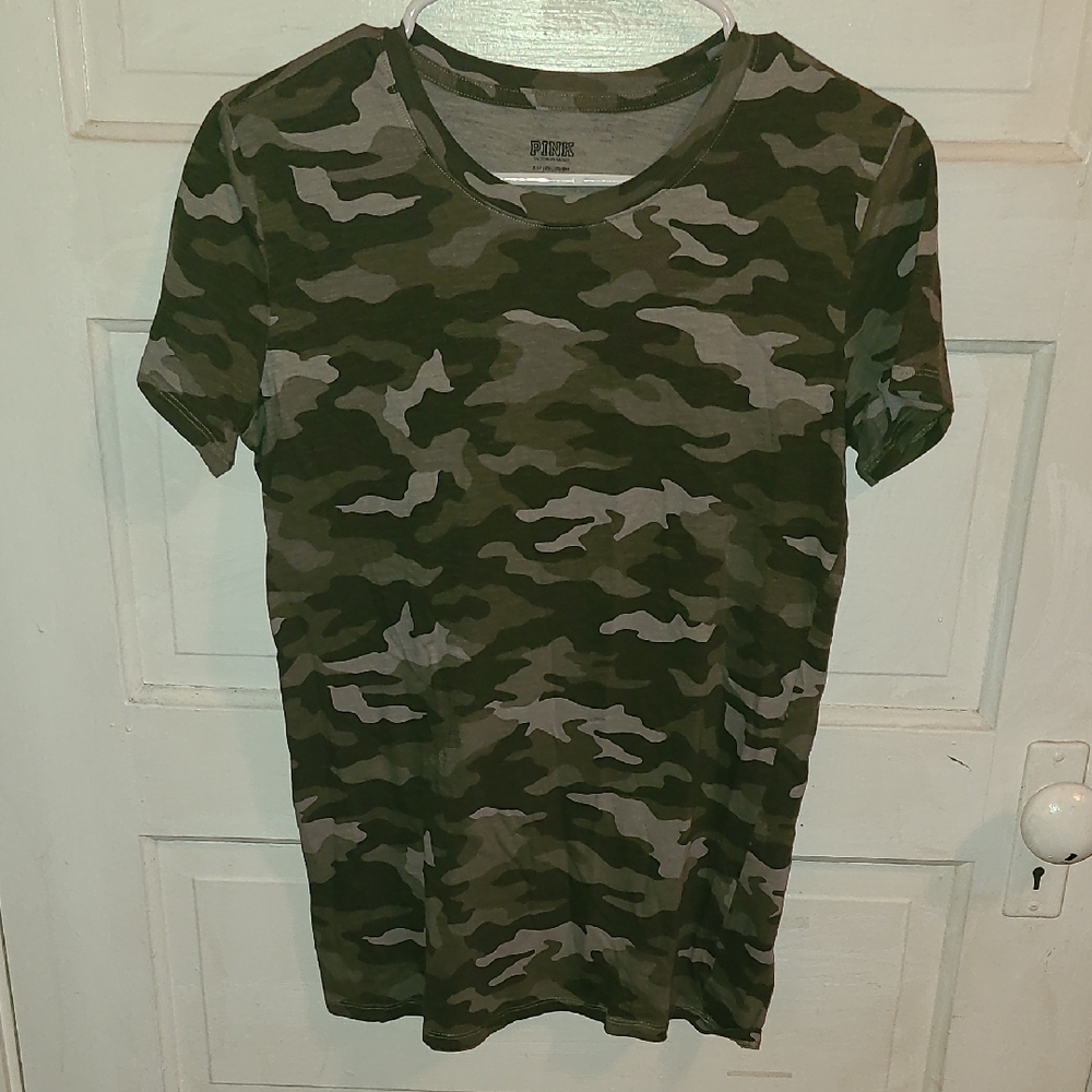 PINK Victoria's Secret Olive Camo Tee